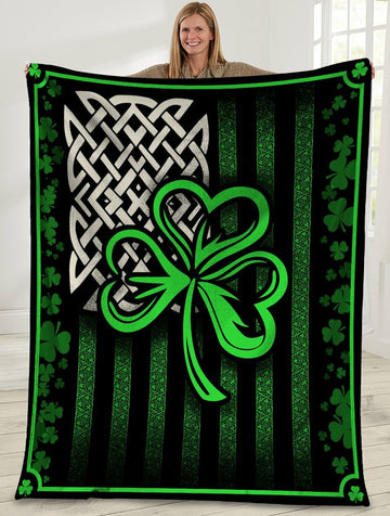 litzzy Usa Flag Irish Shamrock DD07090133CL Sherpa Fleece Blanket Sherpa Fleece Blanket   