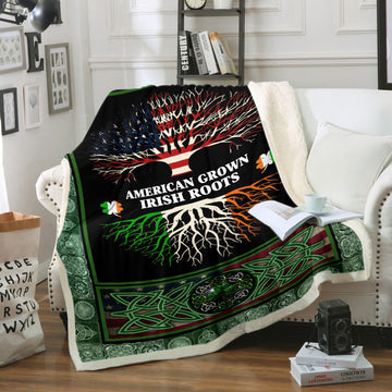 litzzy American Grown Irish Roots NI2109008HN Sherpa Fleece Blanket Sherpa Fleece Blanket   
