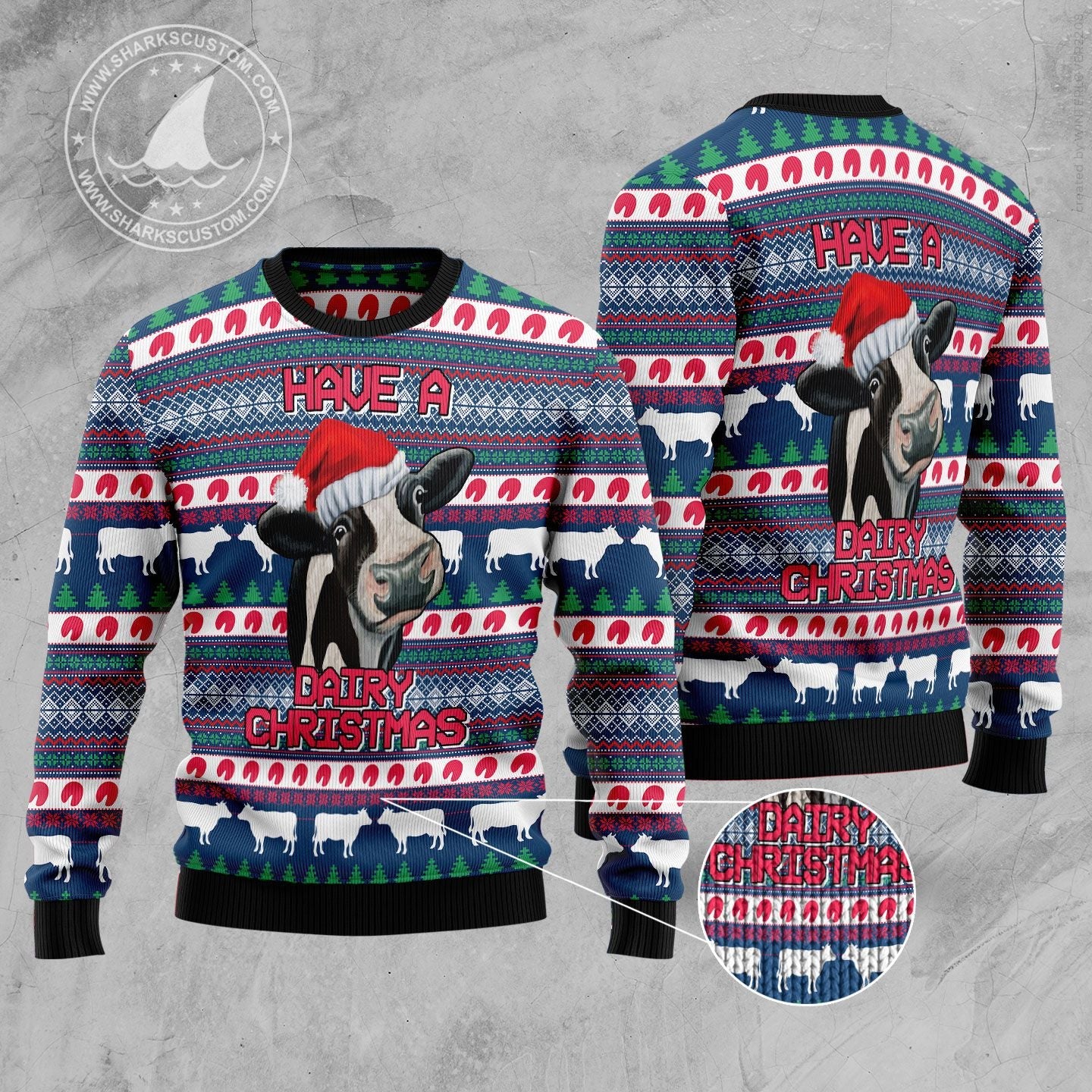 litzzy Cow Dairy Christmas T239 Ugly Christmas Sweater -  Best Gift For Christmas, Noel Malalan - Christmas Signature sweater   