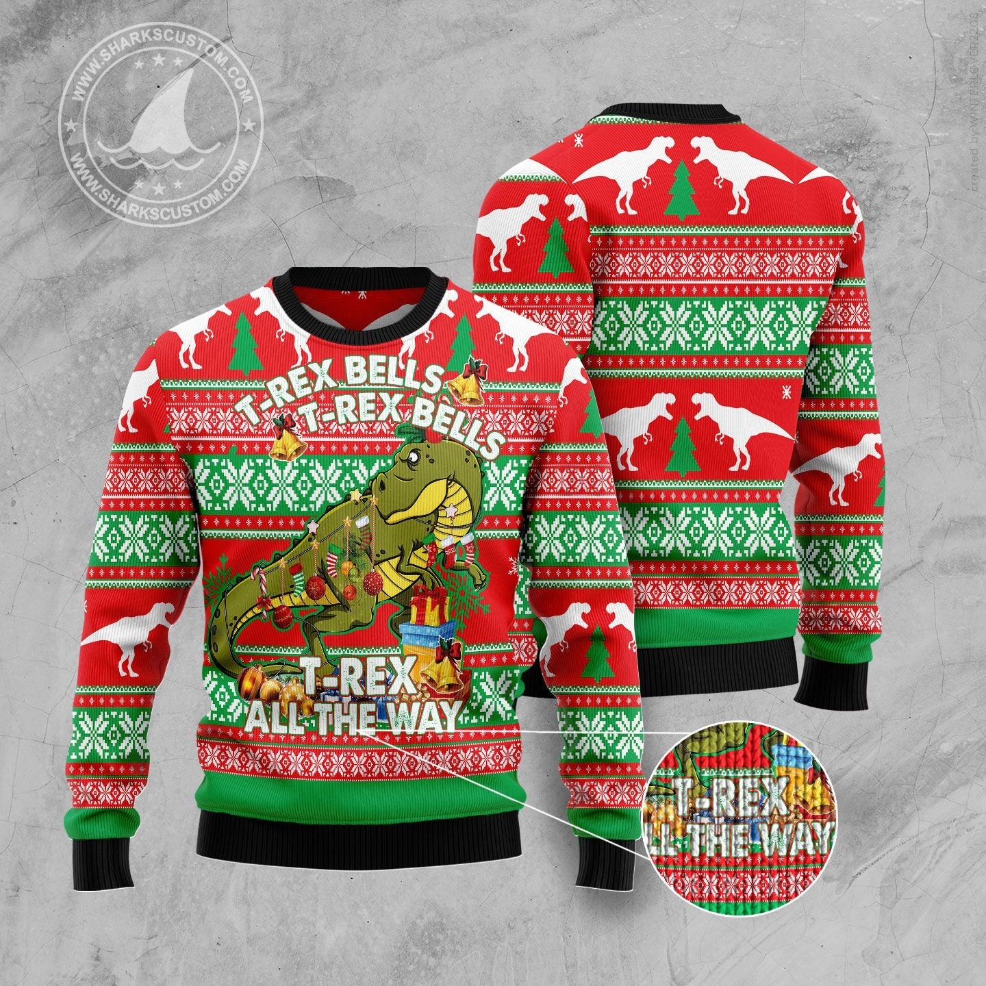 litzzy T-rex Tree Christmas T239 Ugly Christmas Sweater -  Best Gift For Christmas, Noel Malalan - Christmas Signature sweater   