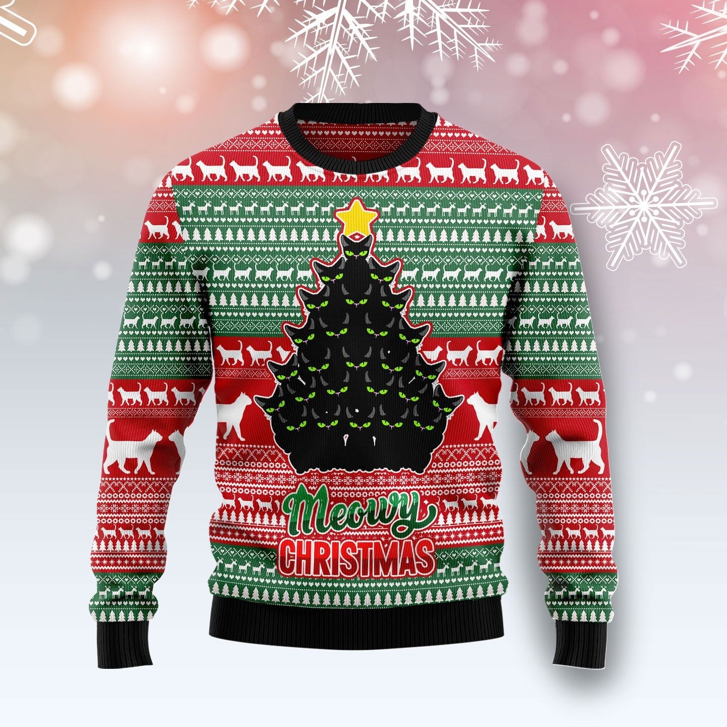 litzzy Black Cat Meowy Christmas TY239 Ugly Christmas Sweater -  Best Gift For Christmas, Noel Malalan - Christmas Signature sweater   
