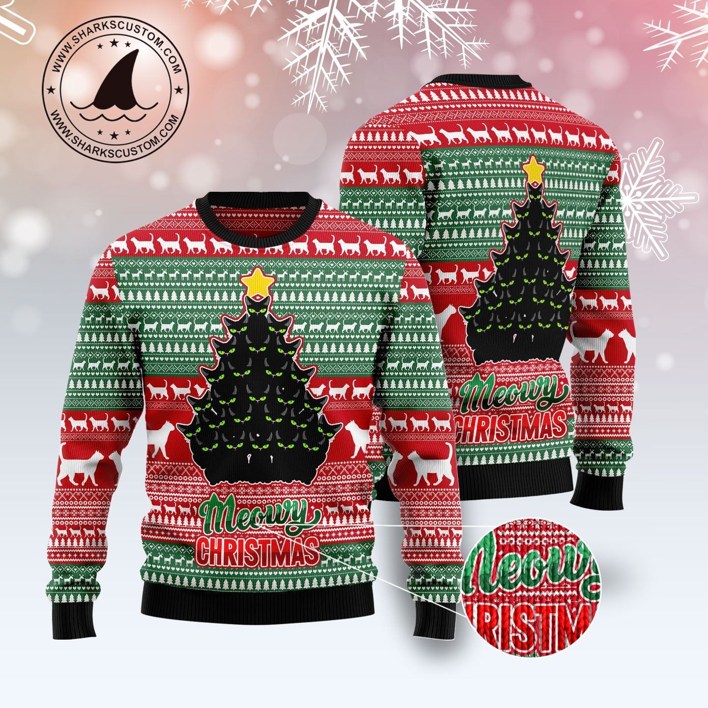 litzzy Black Cat Meowy Christmas TY239 Ugly Christmas Sweater -  Best Gift For Christmas, Noel Malalan - Christmas Signature sweater   