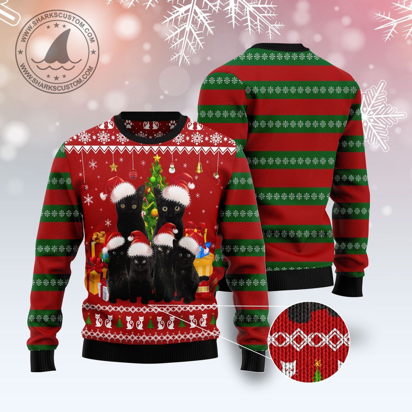 litzzy Black Cat Family Christmas T259 Ugly Christmas Sweater -  Best Gift For Christmas, Noel Malalan - Christmas Signature sweater   