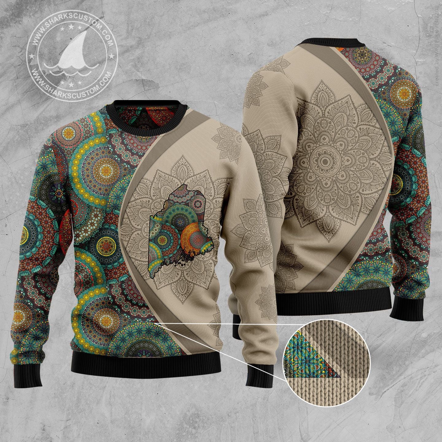 litzzy Wisconsin Mandala HZ92513 Ugly Christmas Sweater -  Best Gift For Christmas, Noel Malalan - Christmas Signature sweater   