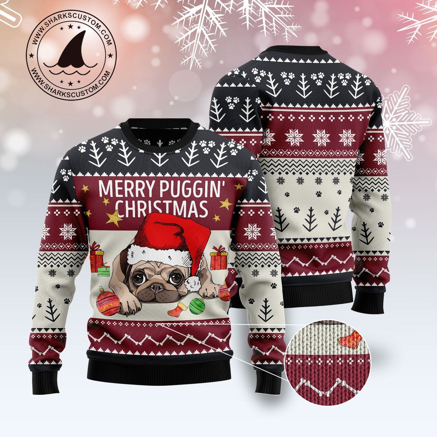 litzzy Merry Puggin??? Christmas TY259 Ugly Christmas Sweater -  Best Gift For Christmas, Noel Malalan - Christmas Signature sweater   