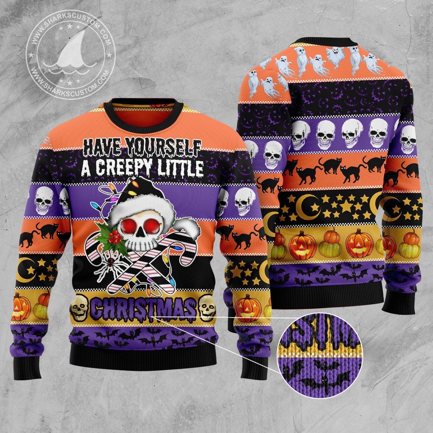 litzzy Skull Creepy Christmas T259 Ugly Christmas Sweater -  Best Gift For Christmas, Noel Malalan - Christmas Signature sweater   
