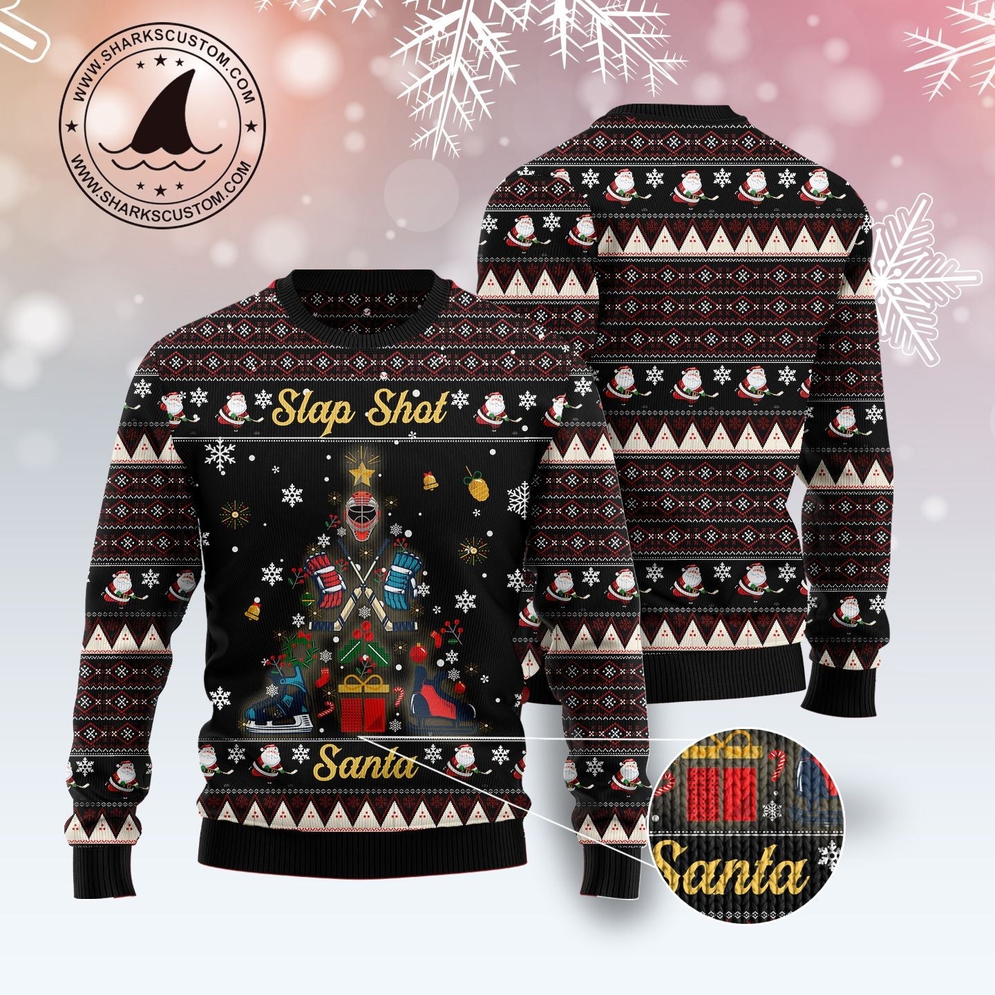 litzzy Slap Shot Santa Christmas TG5925 Ugly Christmas Sweater -  Best Gift For Christmas, Noel Malalan - Christmas Signature sweater   