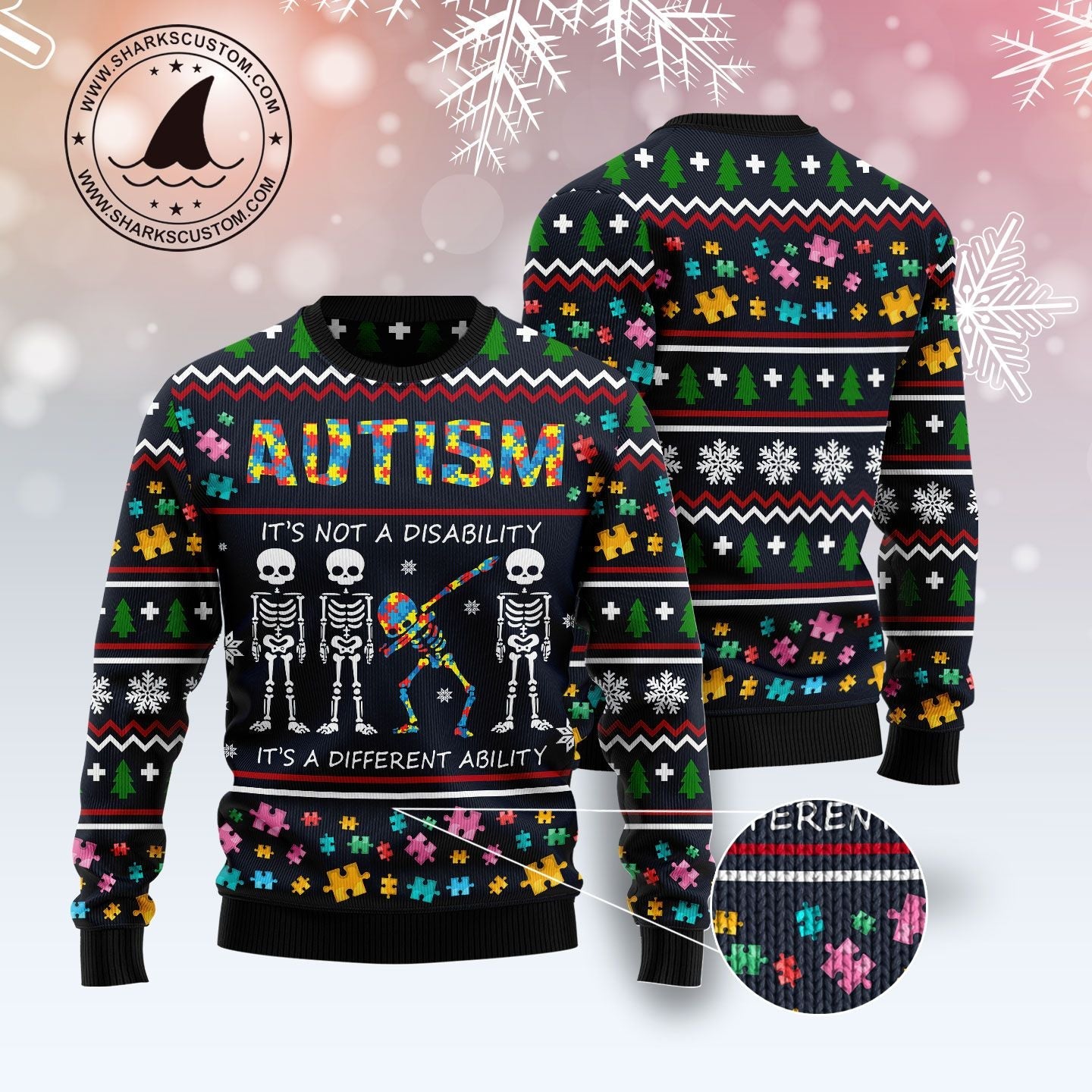 litzzy Autism Different TY299 Ugly Christmas Sweater -  Best Gift For Christmas, Noel Malalan - Christmas Signature sweater   