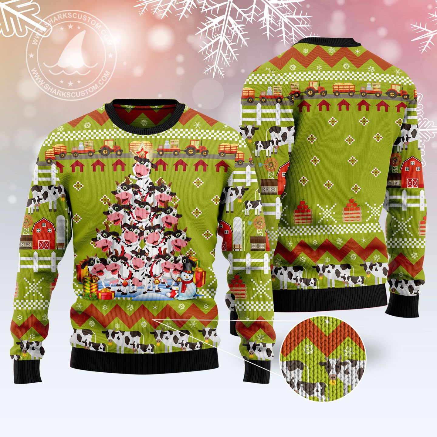 litzzy Cow Pine Tree Christmas T299 Ugly Christmas Sweater -  Best Gift For Christmas, Noel Malalan - Christmas Signature sweater   