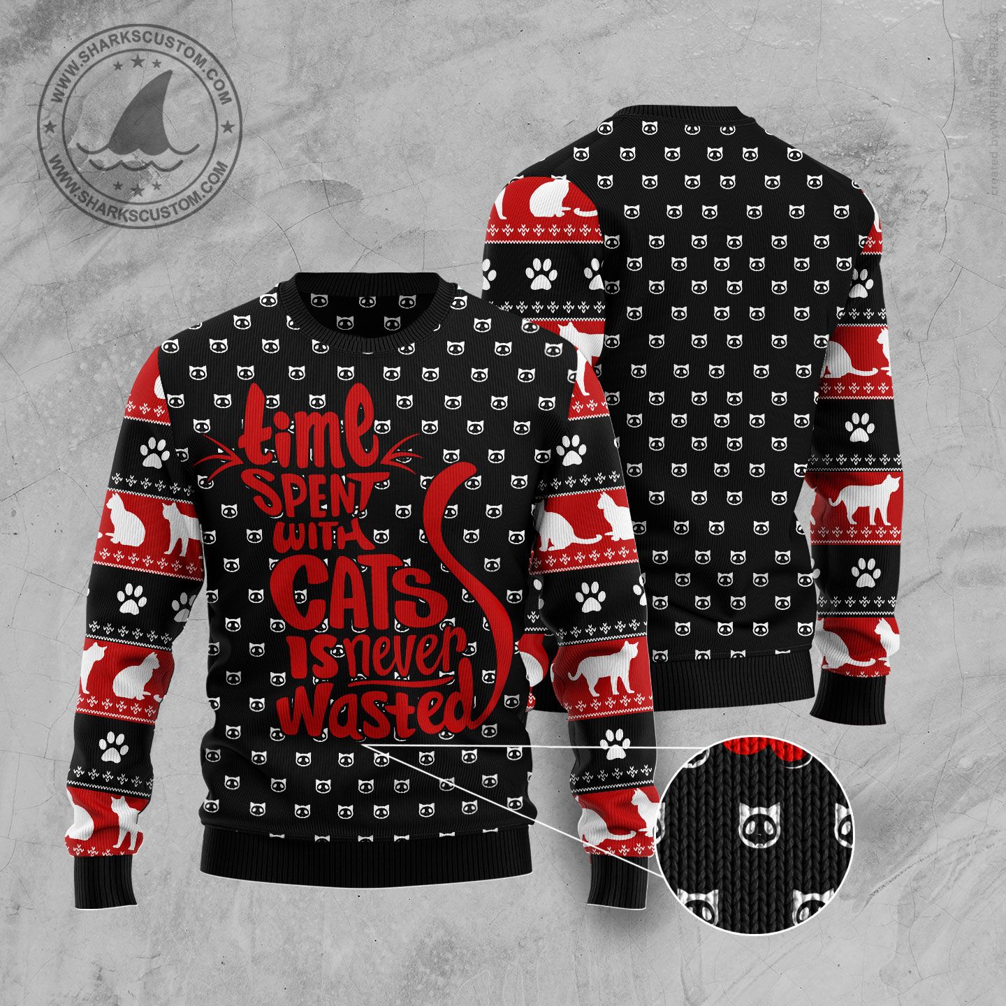 litzzy Time With Cat Christmas T309 Ugly Christmas Sweater -  Best Gift For Christmas, Noel Malalan - Christmas Signature sweater   