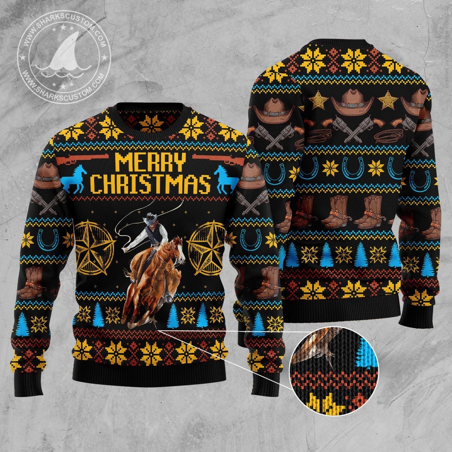 litzzy Cowboy Merry Christmas D0110 Ugly Christmas Sweater -  Best Gift For Christmas, Noel Malalan - Christmas Signature sweater   