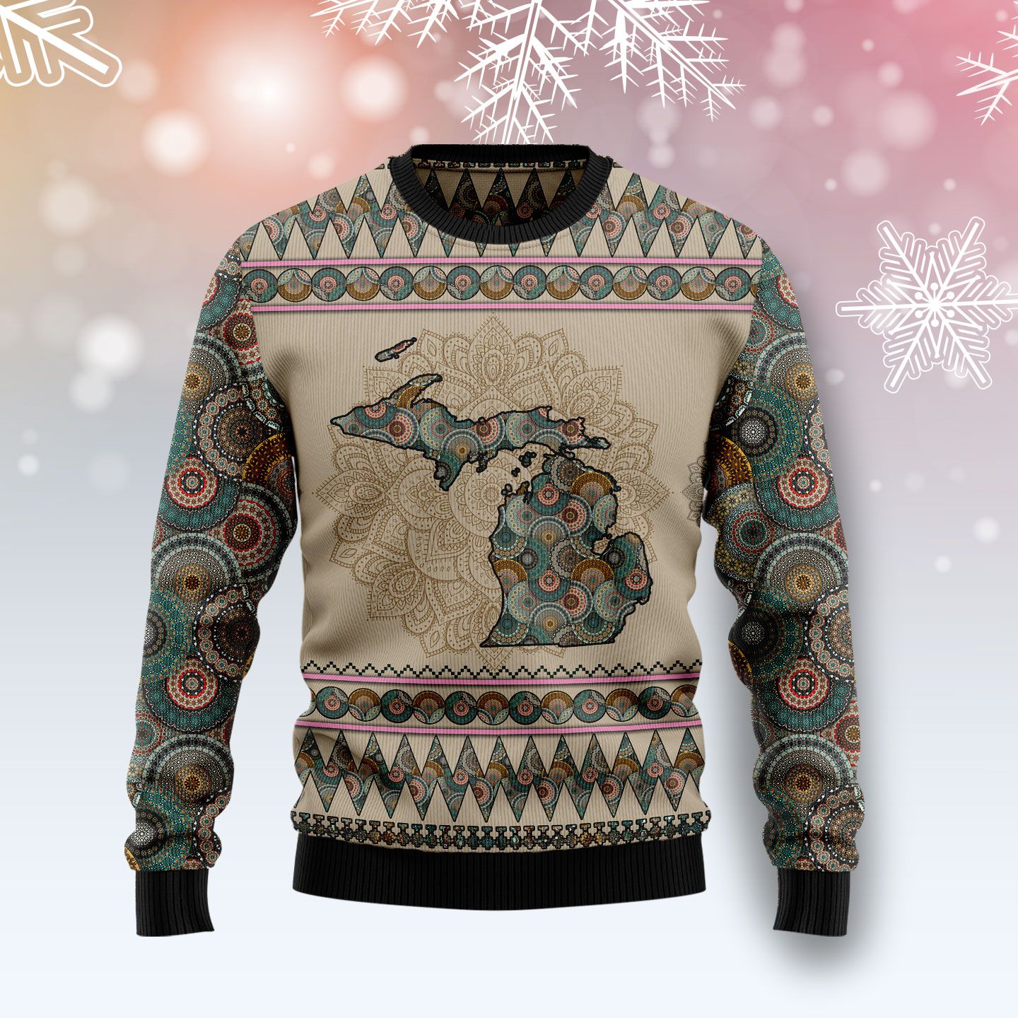 litzzy Michigan Mandala T210 Ugly Christmas Sweater -  Best Gift For Christmas, Noel Malalan - Christmas Signature sweater   