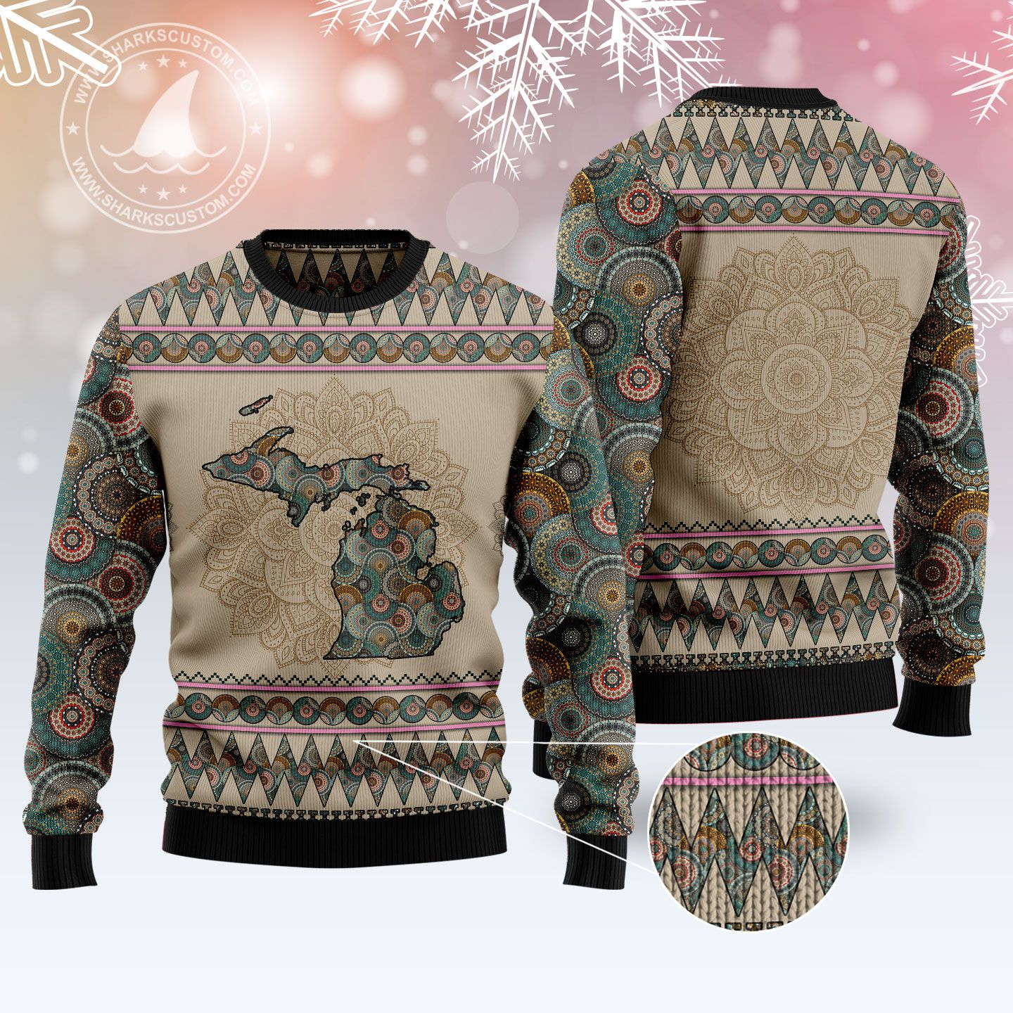 litzzy Michigan Mandala T210 Ugly Christmas Sweater -  Best Gift For Christmas, Noel Malalan - Christmas Signature sweater   