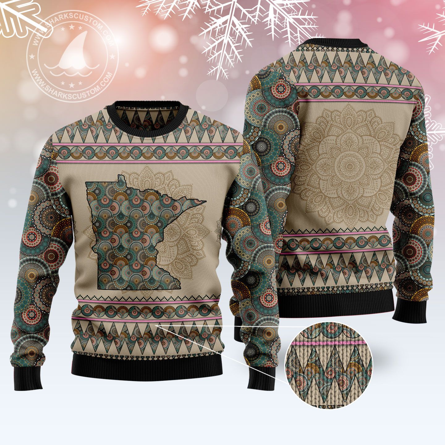 litzzy Minnesota Mandala T210 Ugly Christmas Sweater -  Best Gift For Christmas, Noel Malalan - Christmas Signature sweater   