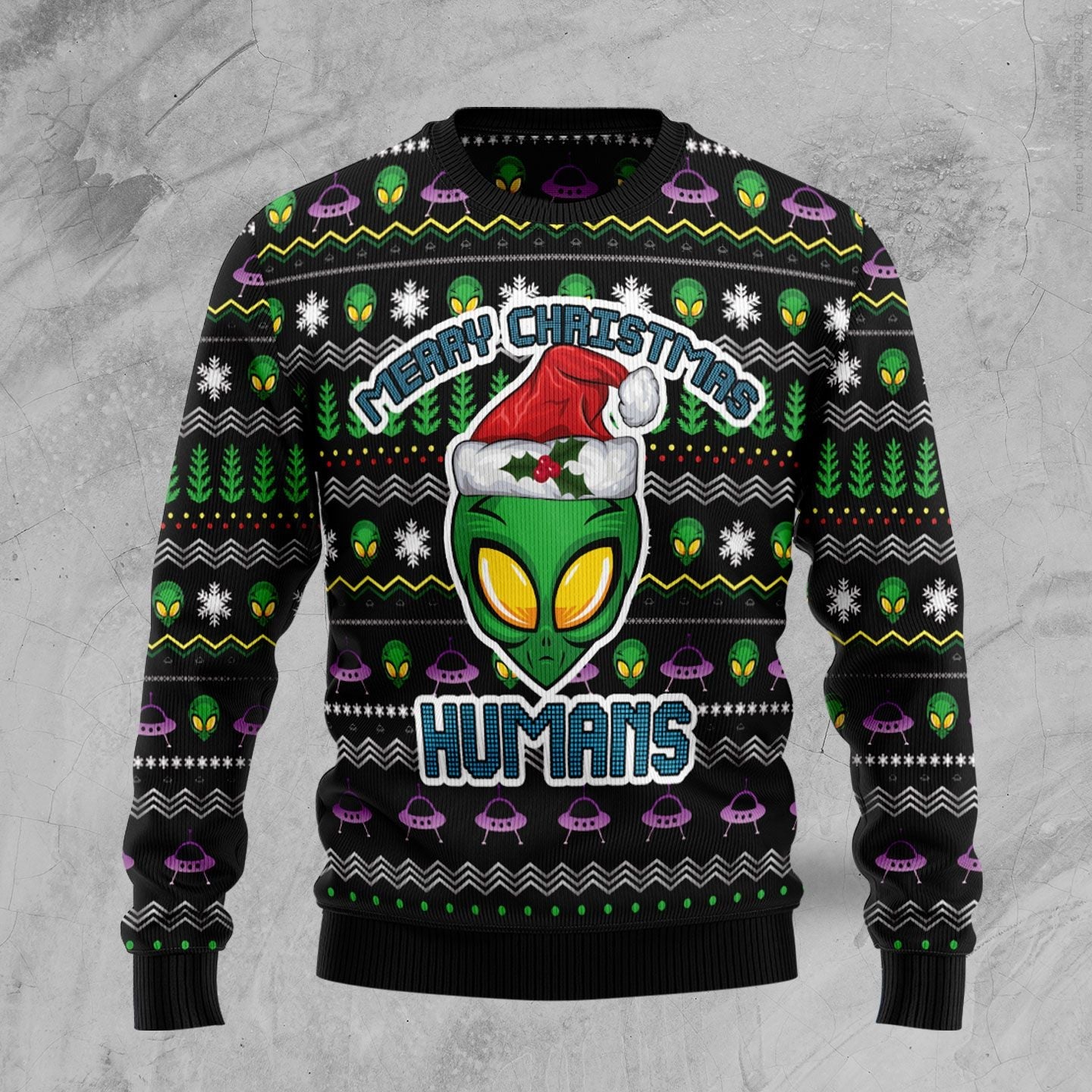 litzzy Alien Merry Christmas Humans TY210 Ugly Christmas Sweater -  Best Gift For Christmas, Noel Malalan - Christmas Signature sweater   