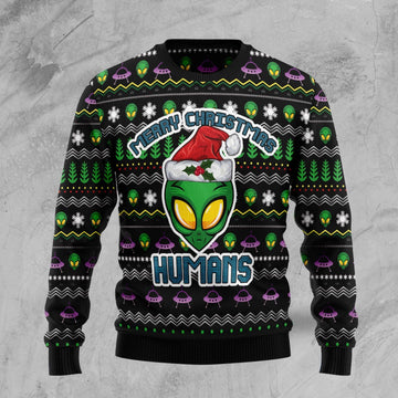 litzzy Alien Merry Christmas Humans TY210 Ugly Christmas Sweater -  Best Gift For Christmas, Noel Malalan - Christmas Signature sweater   
