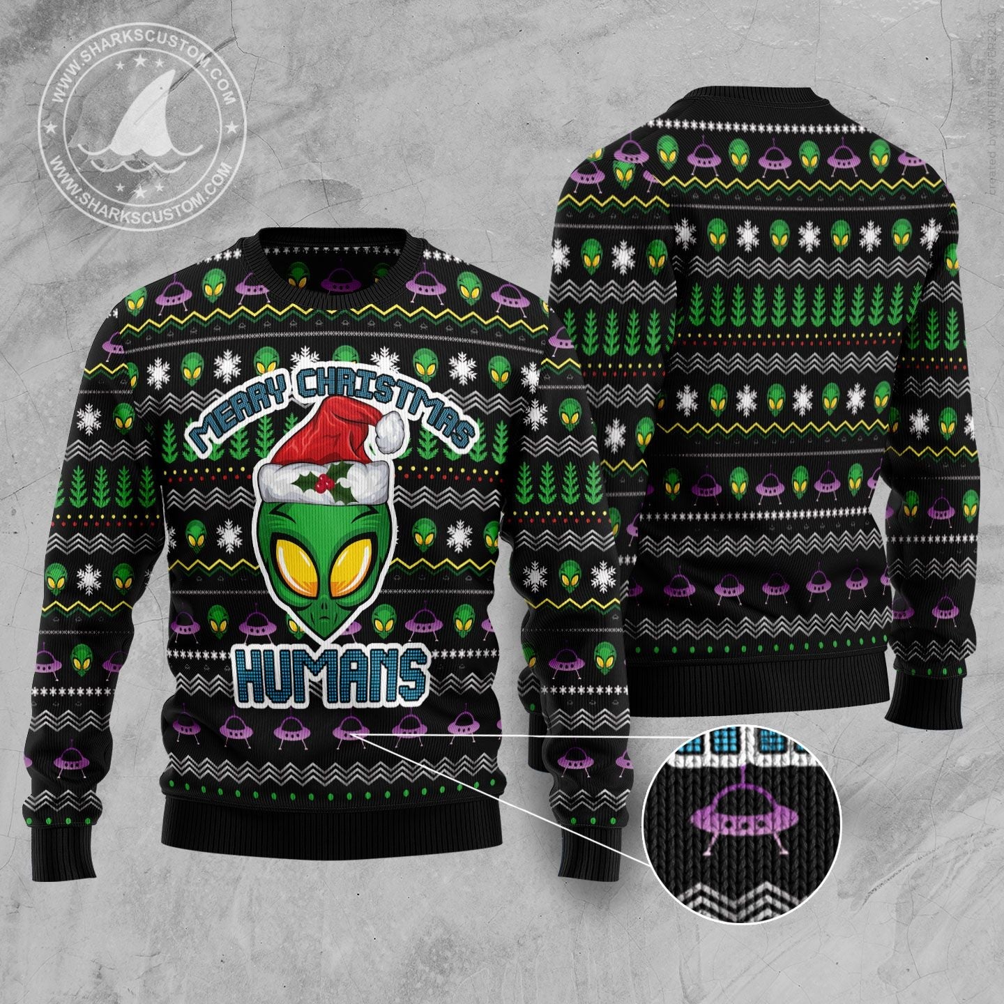 litzzy Alien Merry Christmas Humans TY210 Ugly Christmas Sweater -  Best Gift For Christmas, Noel Malalan - Christmas Signature sweater   