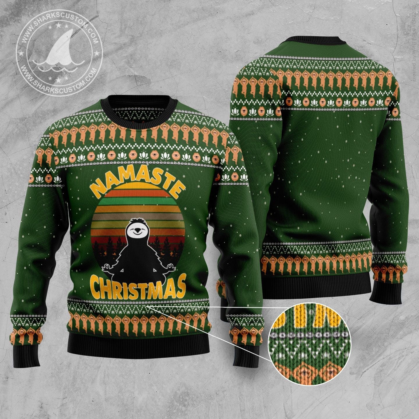litzzy Sloth Namaste TY610 Ugly Christmas Sweater -  Best Gift For Christmas, Noel Malalan - Christmas Signature sweater   