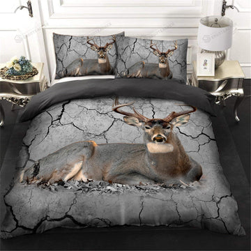 litzzy Deer Bedding Set - Hunting Deer Go Bedding Set (Duvet Cover & Pillow Cases) bedding set   