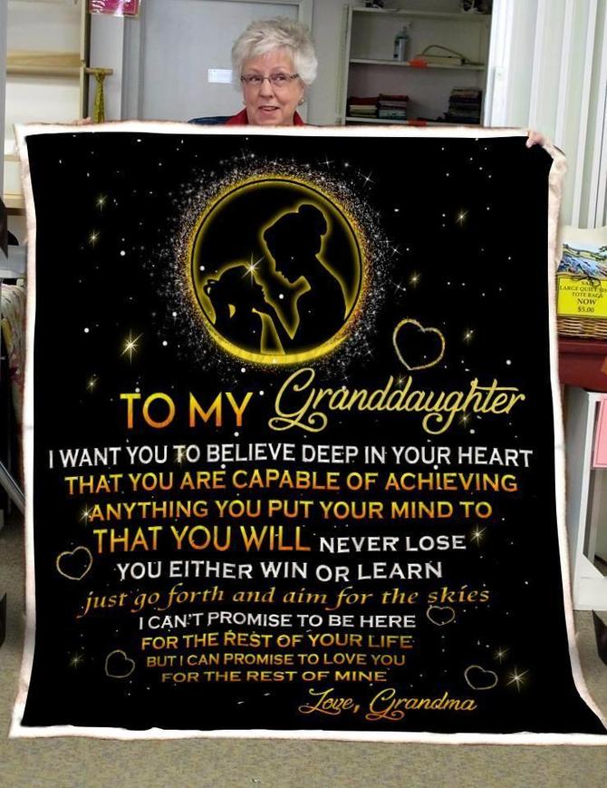 litzzy Gift For Granddaughter Letter From Grandma Fleece Blanket Fleece Blanket   