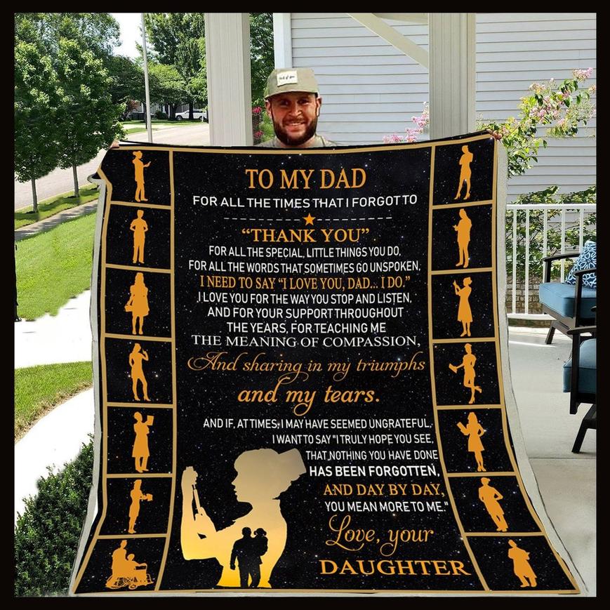 litzzy To My Dad From Daughter Fleece Blanket Fleece Blanket   