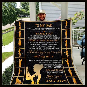 litzzy To My Dad From Daughter Fleece Blanket Fleece Blanket   