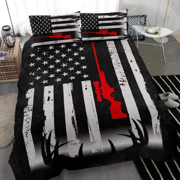 litzzy Deer Bedding Set - Deer Hunting American Flag Cotton Bed Sheets Spread Comforter Duvet Cover Bedding Sets bedding set   