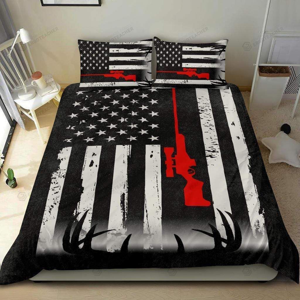 litzzy Deer Bedding Set - Deer Hunting American Flag Cotton Bed Sheets Spread Comforter Duvet Cover Bedding Sets bedding set   