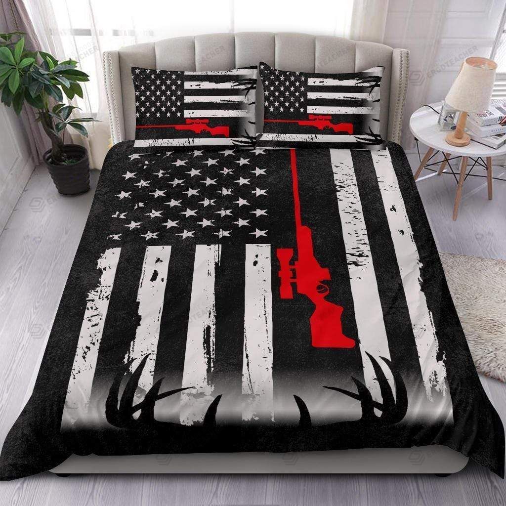 litzzy Deer Bedding Set - Deer Hunting American Flag Cotton Bed Sheets Spread Comforter Duvet Cover Bedding Sets bedding set   