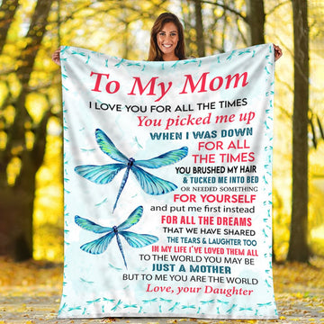 litzzy To My Mom To Me You Are The World Fleece Blanket, Mother s Day Greetings, Mother s Day Gift From Daughter To Mom, Fleece Blanket Color 1 FLEECE - 30" X 40" 