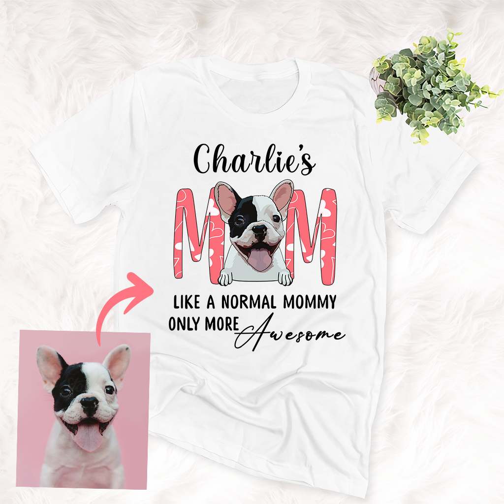 litzzy Awesome Dog Mom Personalized Unisex T-shirt Special Mother's Day Gift for Mother, Mom, Personalized Shirt, Custom Gift For Dog Lovers, Dog Mom T-shirt White S 