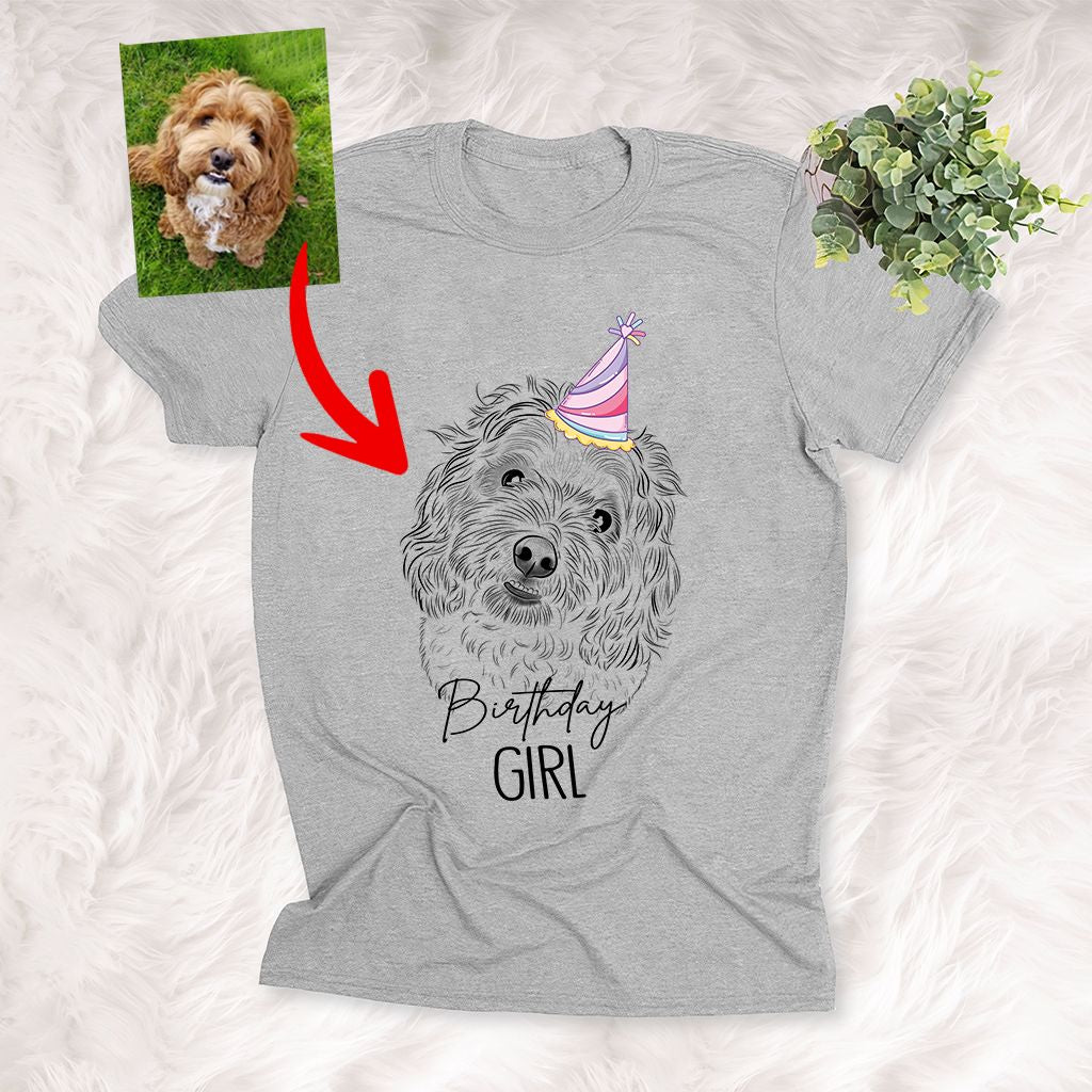 litzzy Pet Portrait Unisex T-shirt Mother's Day Gift, Gift for Girls On Birthday, Personalized Shirt, Custom Gift For Dog Lovers T-shirt Athletic Heather S 