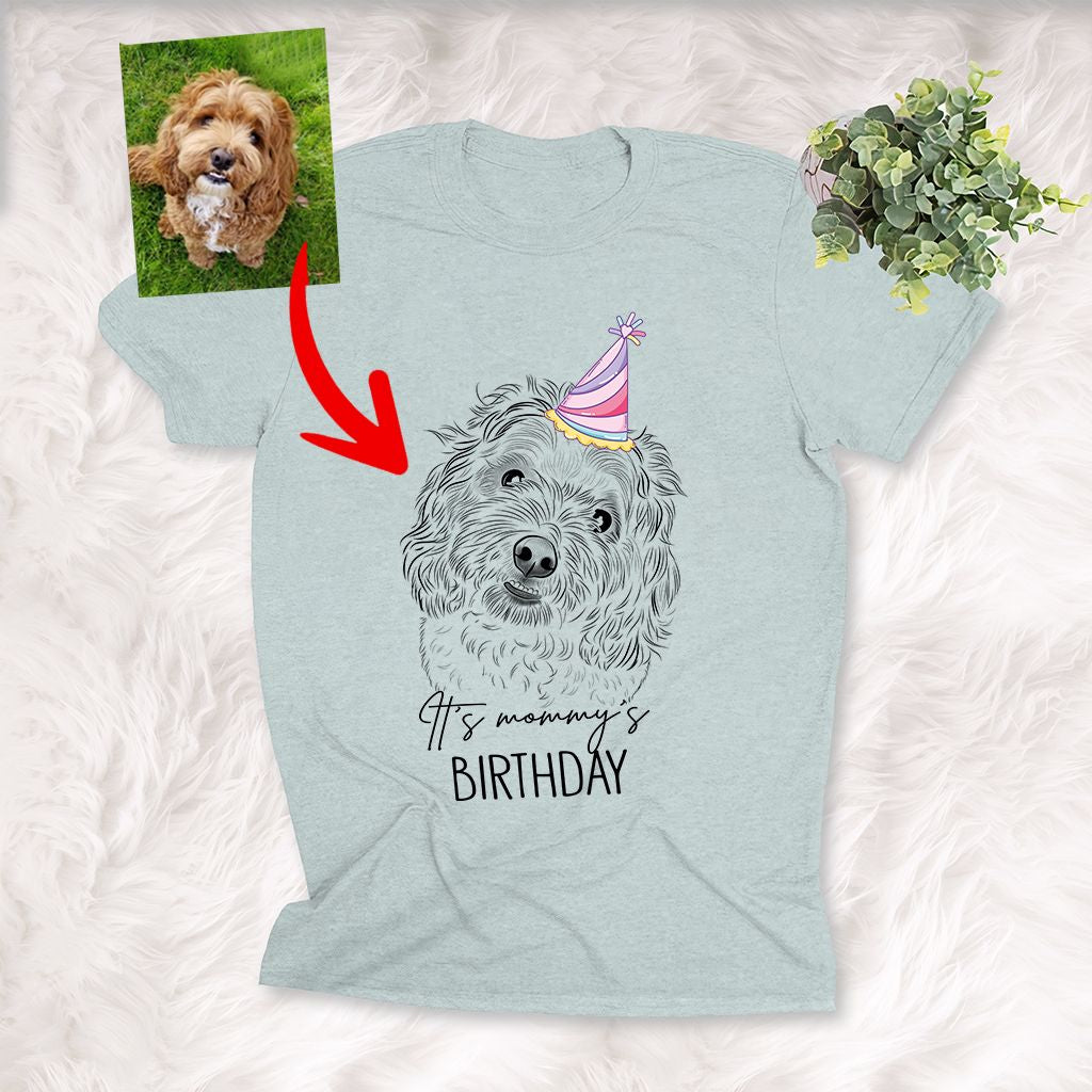 litzzy Pet Portrait Unisex T-shirt Mother's Day Gift, Gift for Girls On Birthday, Personalized Shirt, Custom Gift For Dog Lovers T-shirt Heather Ice Blue S 