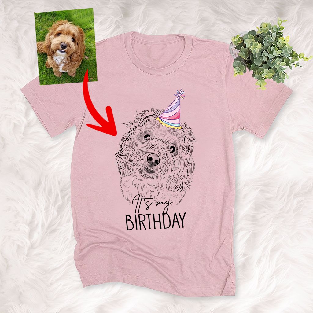 litzzy Pet Portrait Unisex T-shirt Mother's Day Gift, Gift for Girls On Birthday, Personalized Shirt, Custom Gift For Dog Lovers T-shirt Pink S 