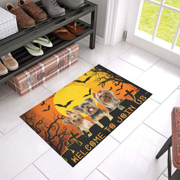litzzy Yorkshire Terrier Halloween Doormat DHC04061528 Doormat   