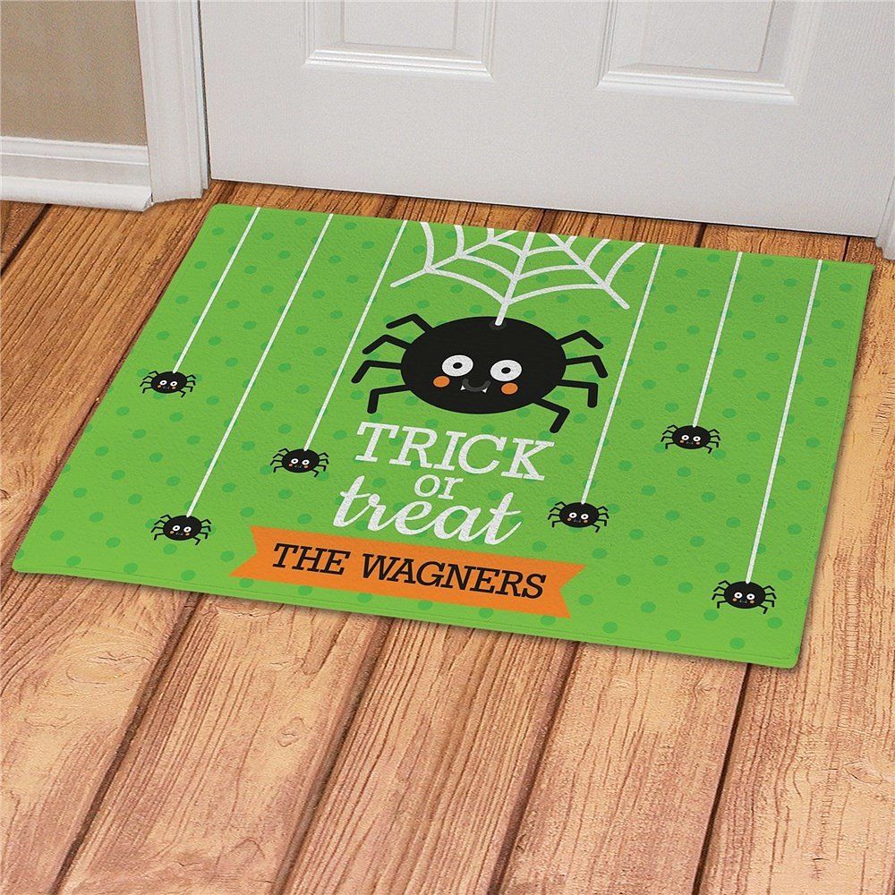 litzzy Trick Or Treat Spider Personalized Halloween Doormat DHC05062047 Doormat   