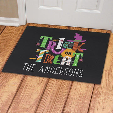 litzzy Trick Or Treat Personalized Halloween Welcome Doormat DHC05062046 Doormat   