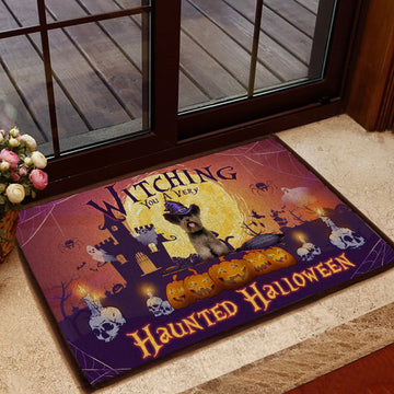 litzzy Yorkshire Terrier Witching You A Very Haunted Halloween Doormat DHC07061836 Doormat   