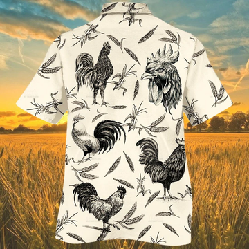 litzzy Rooster Farm Lovers Hawaiian Shirt, Animal Farm Rooster Men Hawaiian Shirts - Aloha shirt Hawaiian Hawaii Shirt For Summer Hawaii Shirt   