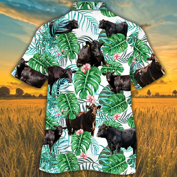 litzzy Hawaiian shirt for men, Black Angus Cattle Lovers Tropical Plant Hawaiian Shirt, Cow Summer Hawaiian Shirt - Aloha shirt Hawaiian Hawaii Shirt For Summer Hawaii Shirt   