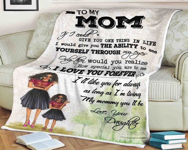 litzzy To My Mom, I'll You For Always I'm Living My Mommy Love Your Daughter,Gift For Mom Family Home Decor Bedding Couch Fleece Blanket Color 2 FLEECE - 30" X 40" 