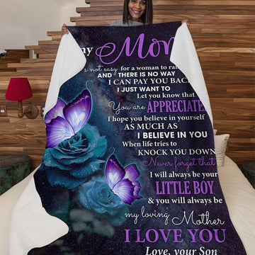 litzzy To My Mother I Hope You Believe In Yourself Fleece Blanket Gift For Family,Birthday,Parents,Mother,Mom Gift Fleece Blanket Color 1 FLEECE - 30" X 40" 