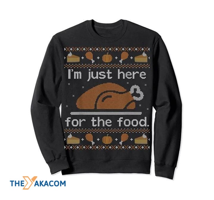 litzzy Christmas Patterns And Turkey I'm Just Here For The Food Gift For Christmas Ugly Christmas Sweater - Ugly Sweater Gift - Sweater All Over Print sweater Default Title  