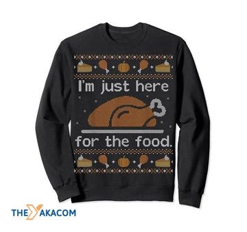 litzzy Christmas Patterns And Turkey I'm Just Here For The Food Gift For Christmas Ugly Christmas Sweater - Ugly Sweater Gift - Sweater All Over Print sweater Default Title  