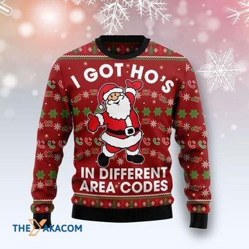 litzzy Christmas Pattern And Santa Claus I Got Ho's In Different Area Codes Gift For Christmas Ugly Christmas Sweater - Ugly Sweater Gift - Sweater All Over Print sweater Default Title  