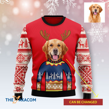 litzzy Dog Custom Photo Personalized Face Ugly Christmas Sweater With My Dogs Face - Ugly Sweater Gift - Sweater All Over Print sweater Default Title  