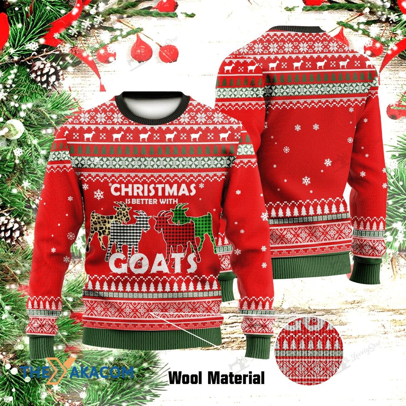 litzzy Christmas Better With Goats Gift For Christmas Ugly Christmas Sweater - Ugly Sweater Gift - Sweater All Over Print sweater Default Title  