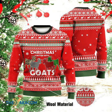 litzzy Christmas Better With Goats Gift For Christmas Ugly Christmas Sweater - Ugly Sweater Gift - Sweater All Over Print sweater Default Title  