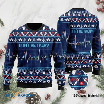 litzzy ECG With Light Don't Be Tachy Gift For Christmas Ugly Christmas Sweater - Ugly Sweater Gift - Sweater All Over Print sweater Default Title  