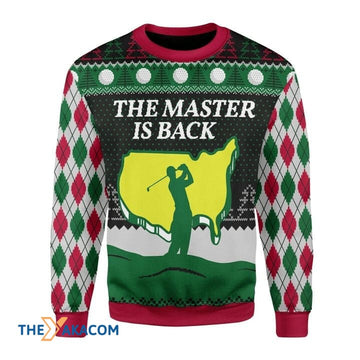 litzzy Golf The Master Is Back Gift For Christmas Ugly Christmas Sweater - Ugly Sweater Gift - Sweater All Over Print sweater Default Title  